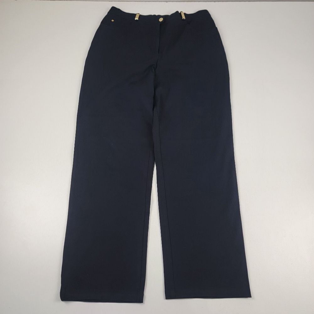 St John Sport Wide Leg‎ Pants Navy Blue Women's size 14